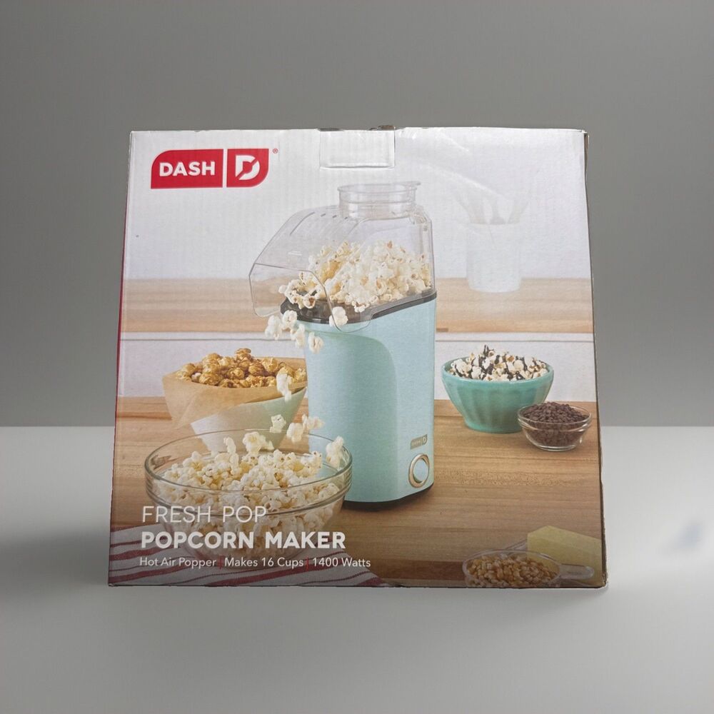 DASH Fresh Pop Popcorn Maker Hot Air Popper Makes 16 Cups 1400W w/ Recipe Guide